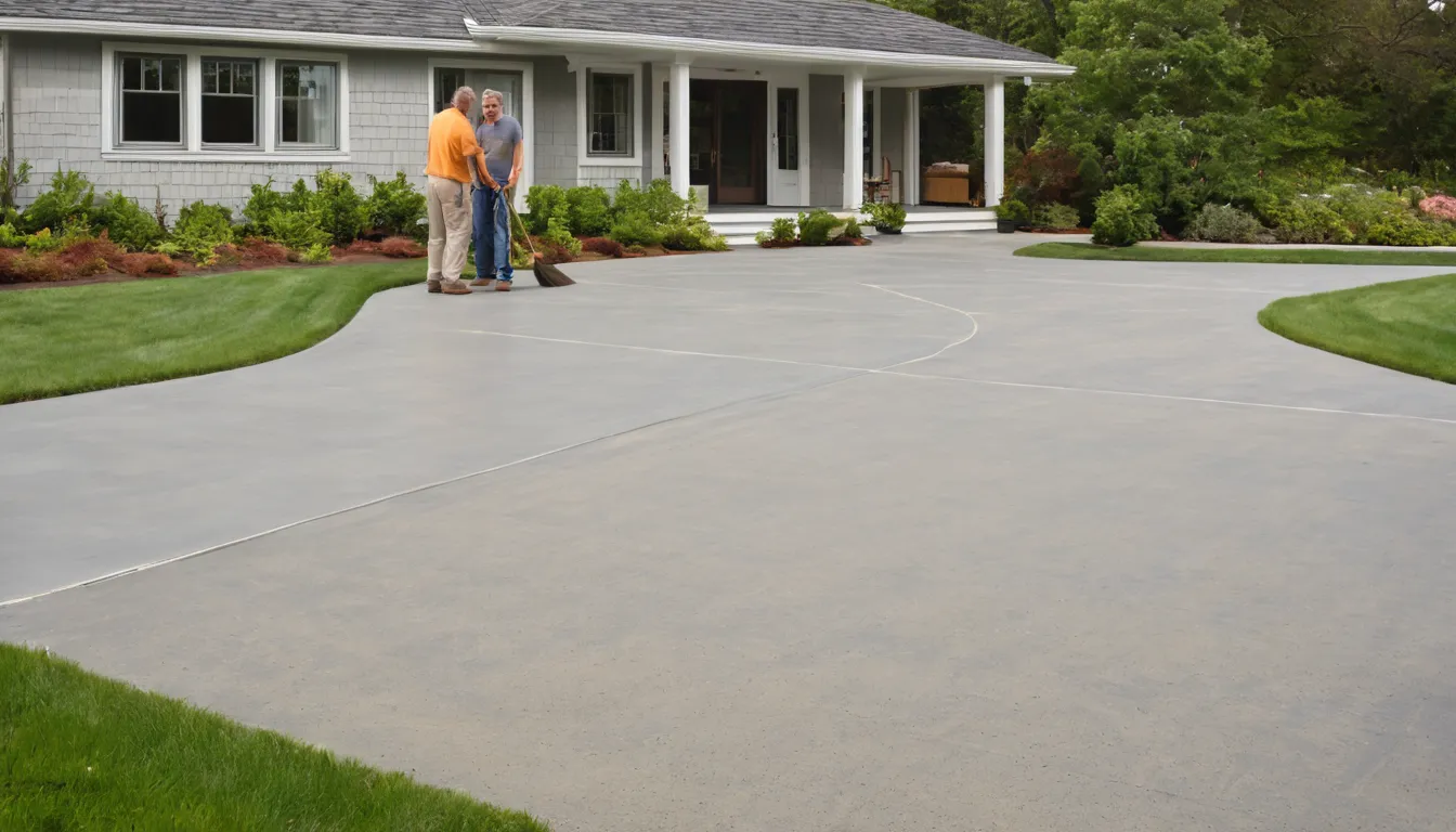 A freshly poured concrete driveway beside a home in New Stanton